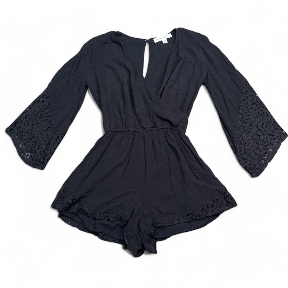 Abercrombie & Fitch Black Lace-Trim Romper
